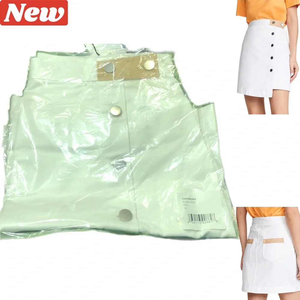 🛑CLEARANCE‼️ 🆕 BLDWN Alexis Asymmetrical Button-Down Skirt White and tan
